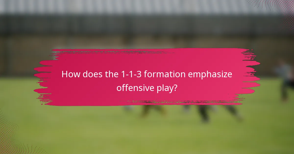 How does the 1-1-3 formation emphasize offensive play?