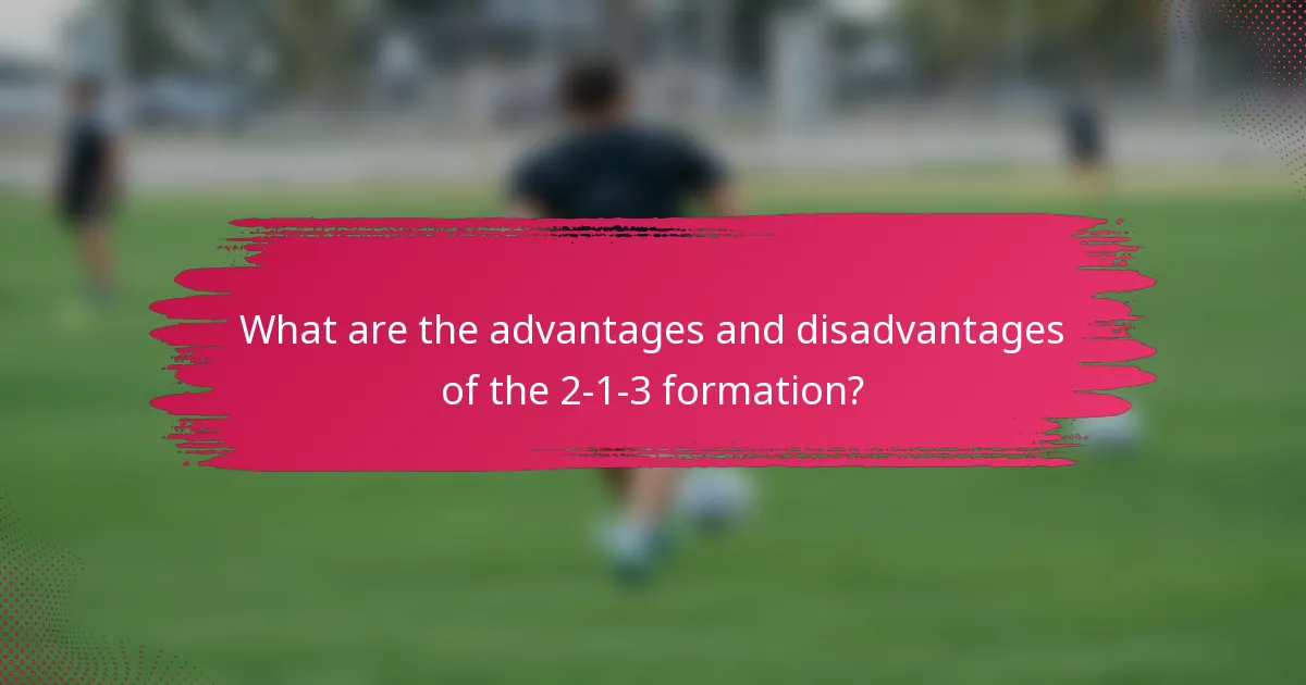 What are the advantages and disadvantages of the 2-1-3 formation?