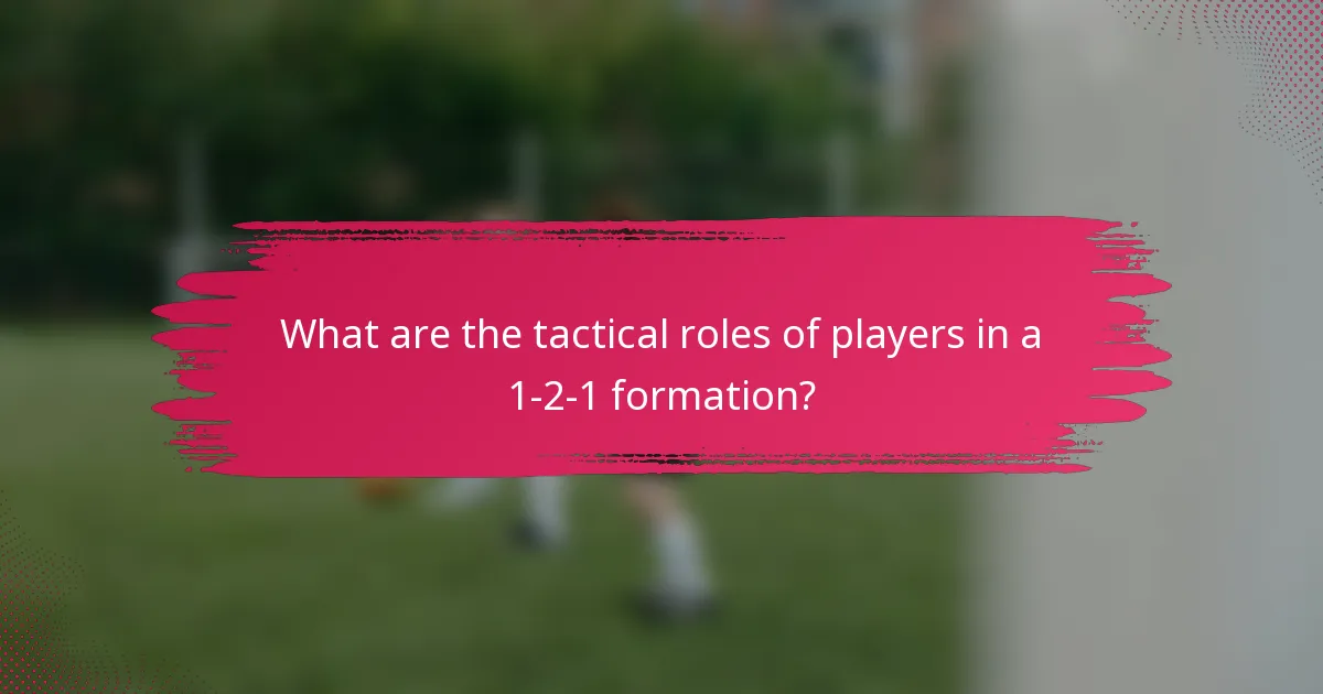 What are the tactical roles of players in a 1-2-1 formation?
